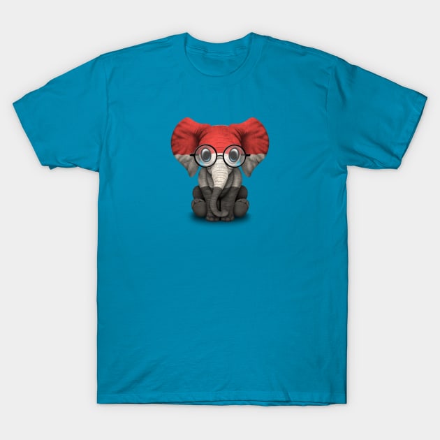 Baby Elephant with Glasses and Yemenis Flag T-Shirt by jeffbartels